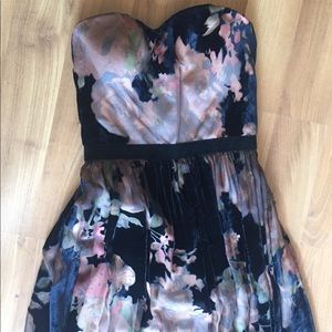 Anthropologie velvet rose floor length dress